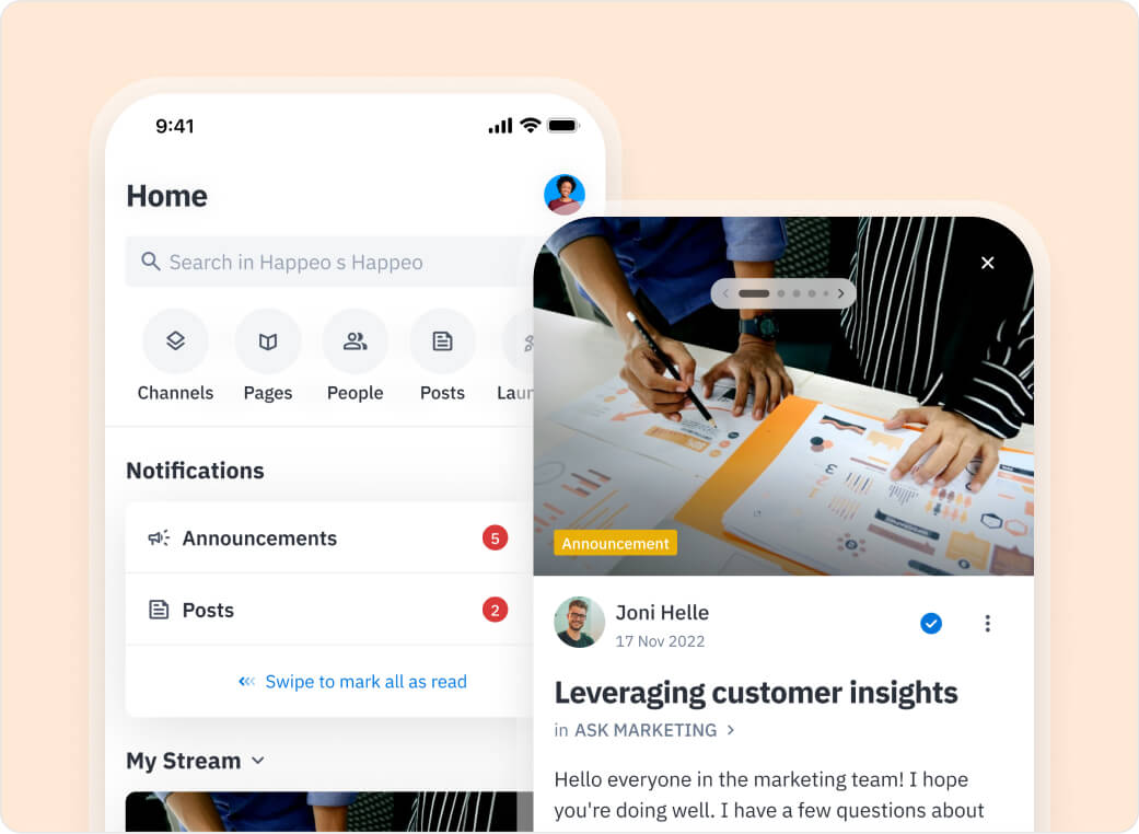 Happeo intranet for Customer-facing teams